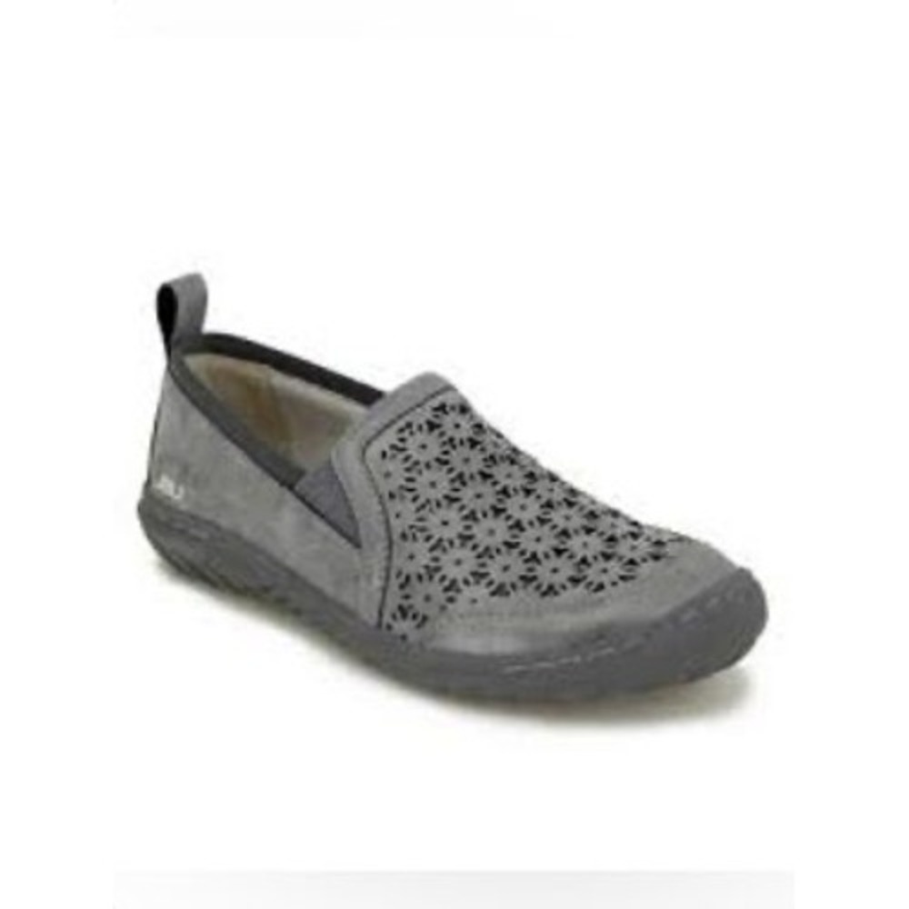 JBU Jambu Womens Grey Floral Laser Cut‎ Memory Foam Slip On Loafers Shoes NWOT 9